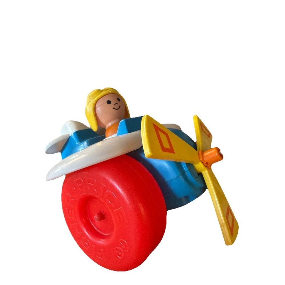 Vintage 1980 Fisher Price Little People Airplane With Pilot Pull Toy
